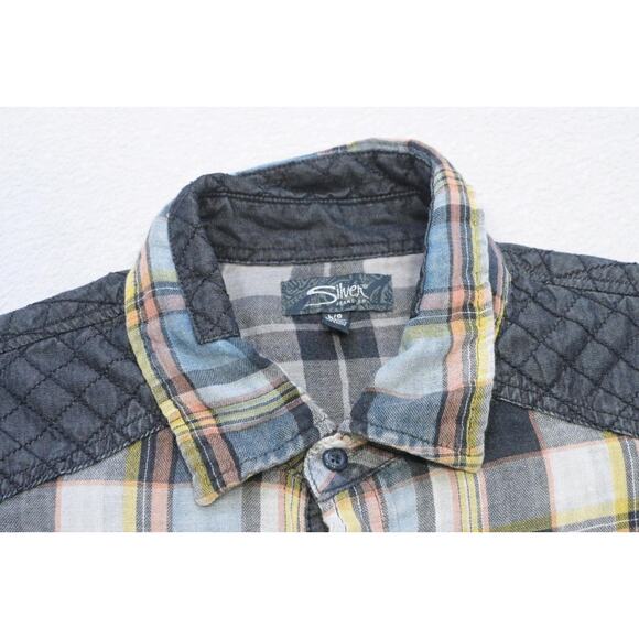 Silver Jeans Western Pearl Snaps Shirt Button Up Long Sleeve Mens Size Large - Picture 8 of 11